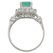 Platinum Emerald Diamond Ring #51 Silver