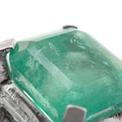Platinum Emerald Diamond Ring #51 Silver