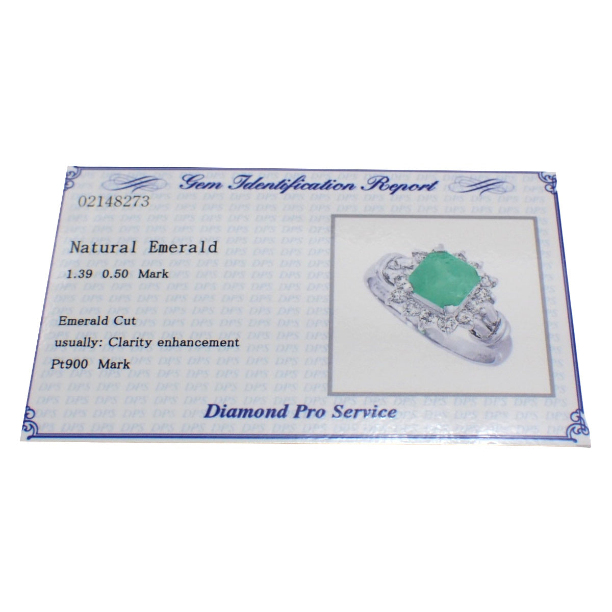 Platinum Emerald Diamond Ring #51 Silver