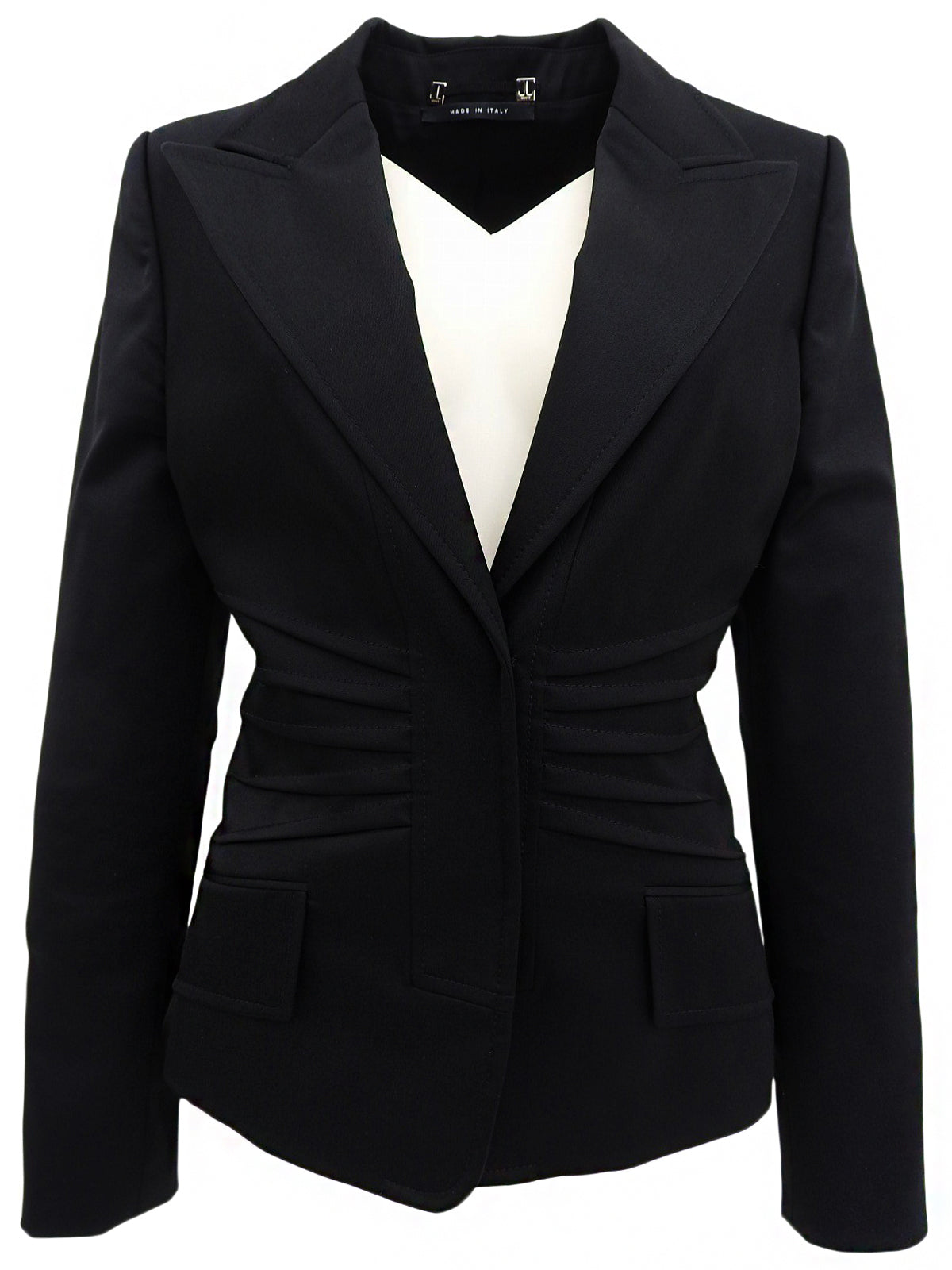 ロゴボタンウエストデザインジャケット ブラック