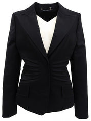 ロゴボタンウエストデザインジャケット ブラック