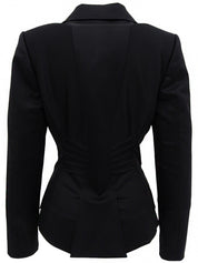 ロゴボタンウエストデザインジャケット ブラック