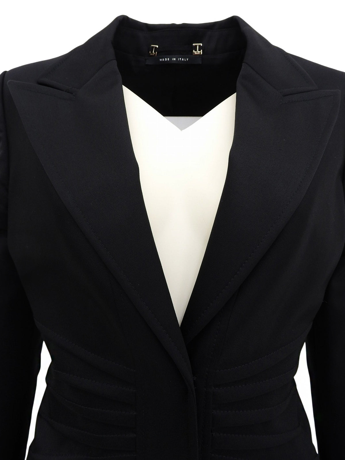 ロゴボタンウエストデザインジャケット ブラック