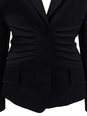 ロゴボタンウエストデザインジャケット ブラック