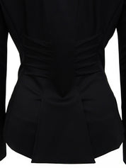 ロゴボタンウエストデザインジャケット ブラック