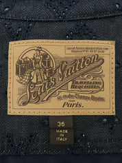 Indigo denim monogram pattern short sleeve jacket
