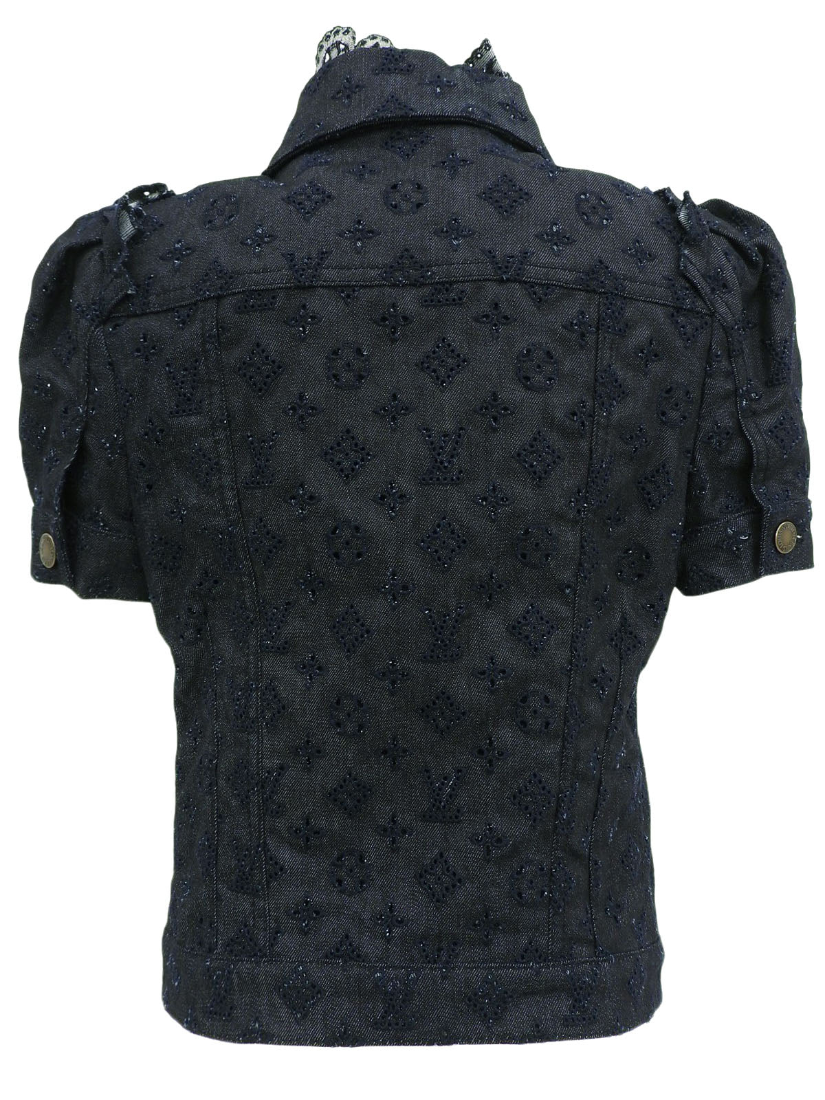 デニムモノグラムパターン半袖ジャケット インディゴ