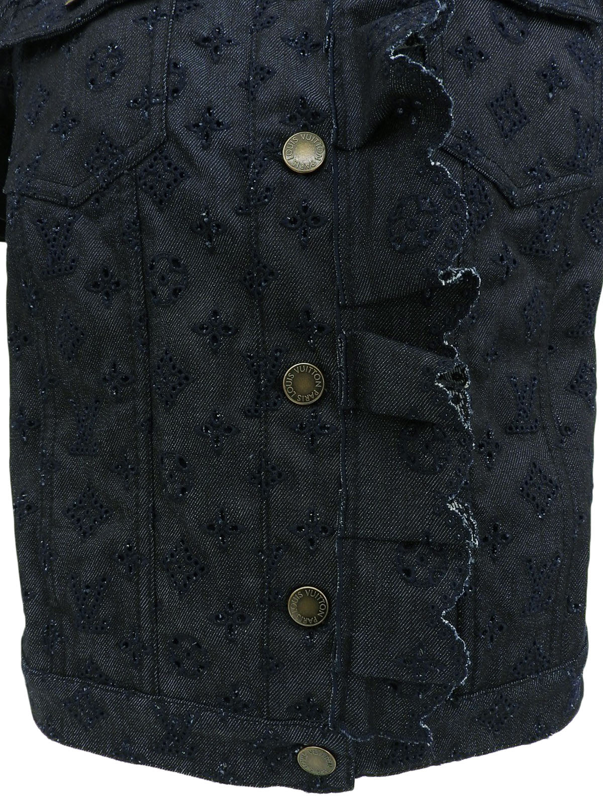 デニムモノグラムパターン半袖ジャケット インディゴ