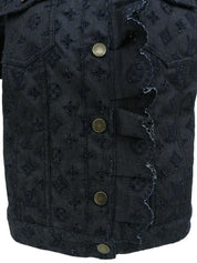 デニムモノグラムパターン半袖ジャケット インディゴ