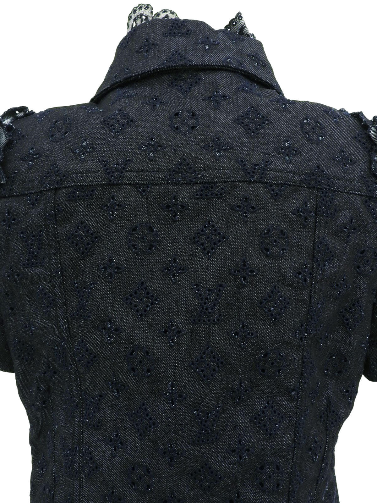 デニムモノグラムパターン半袖ジャケット インディゴ