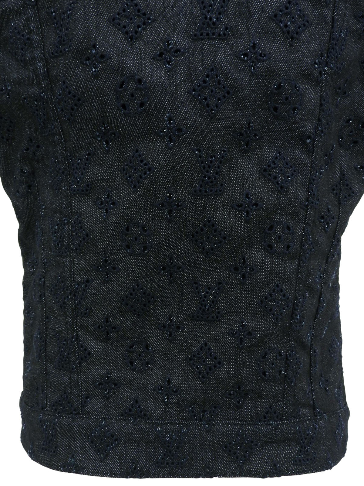 Indigo denim monogram pattern short sleeve jacket