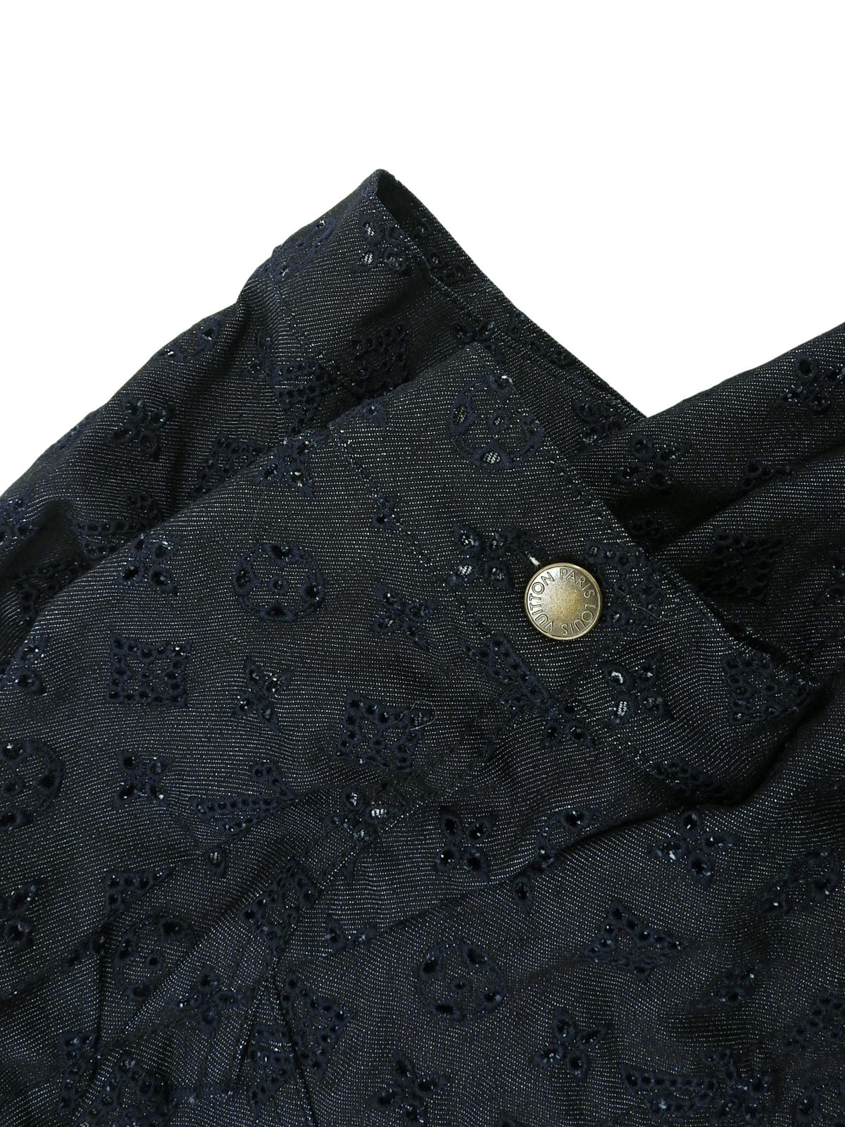 Indigo denim monogram pattern short sleeve jacket