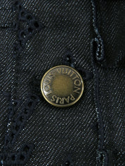 Indigo denim monogram pattern short sleeve jacket