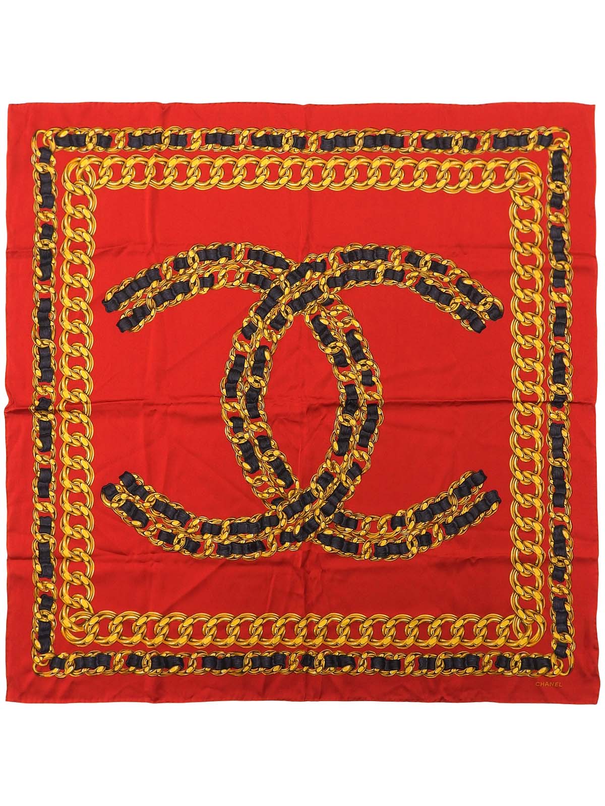 CCマークチェーンデザインパターンスカーフ レッド/マルチ