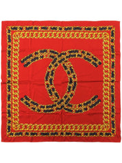 CCマークチェーンデザインパターンスカーフ レッド/マルチ