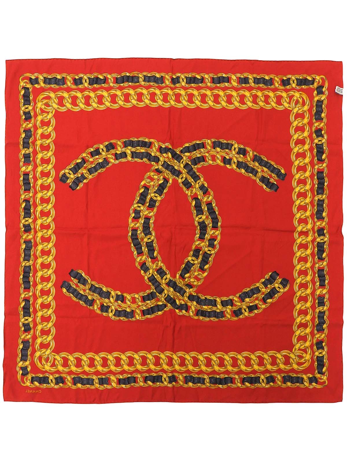 CCマークチェーンデザインパターンスカーフ レッド/マルチ