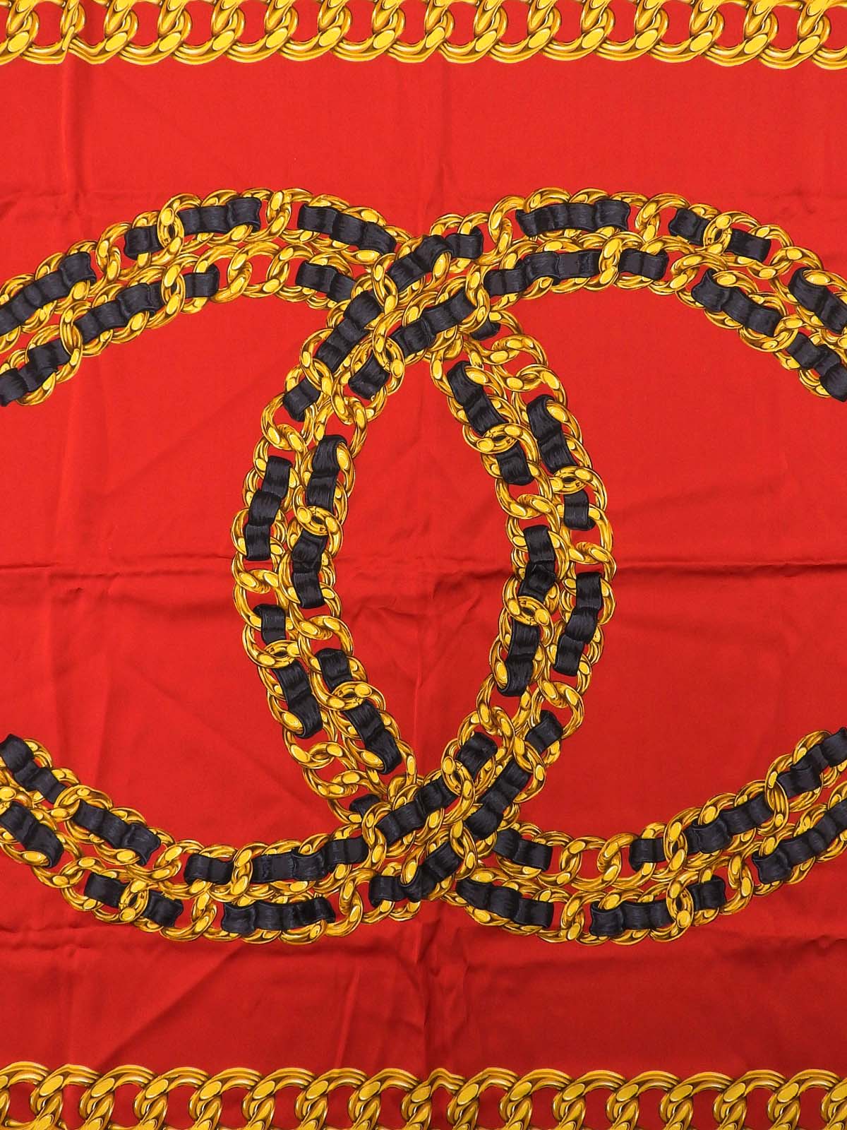 CC Mark Chain Design Pattern Scarf Red/Multi