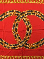 CC Mark Chain Design Pattern Scarf Red/Multi