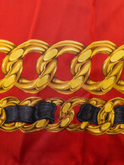 CCマークチェーンデザインパターンスカーフ レッド/マルチ