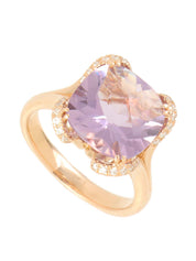 18Kアメジストダイヤモンドスクエアリング ピンクゴールド/パープル