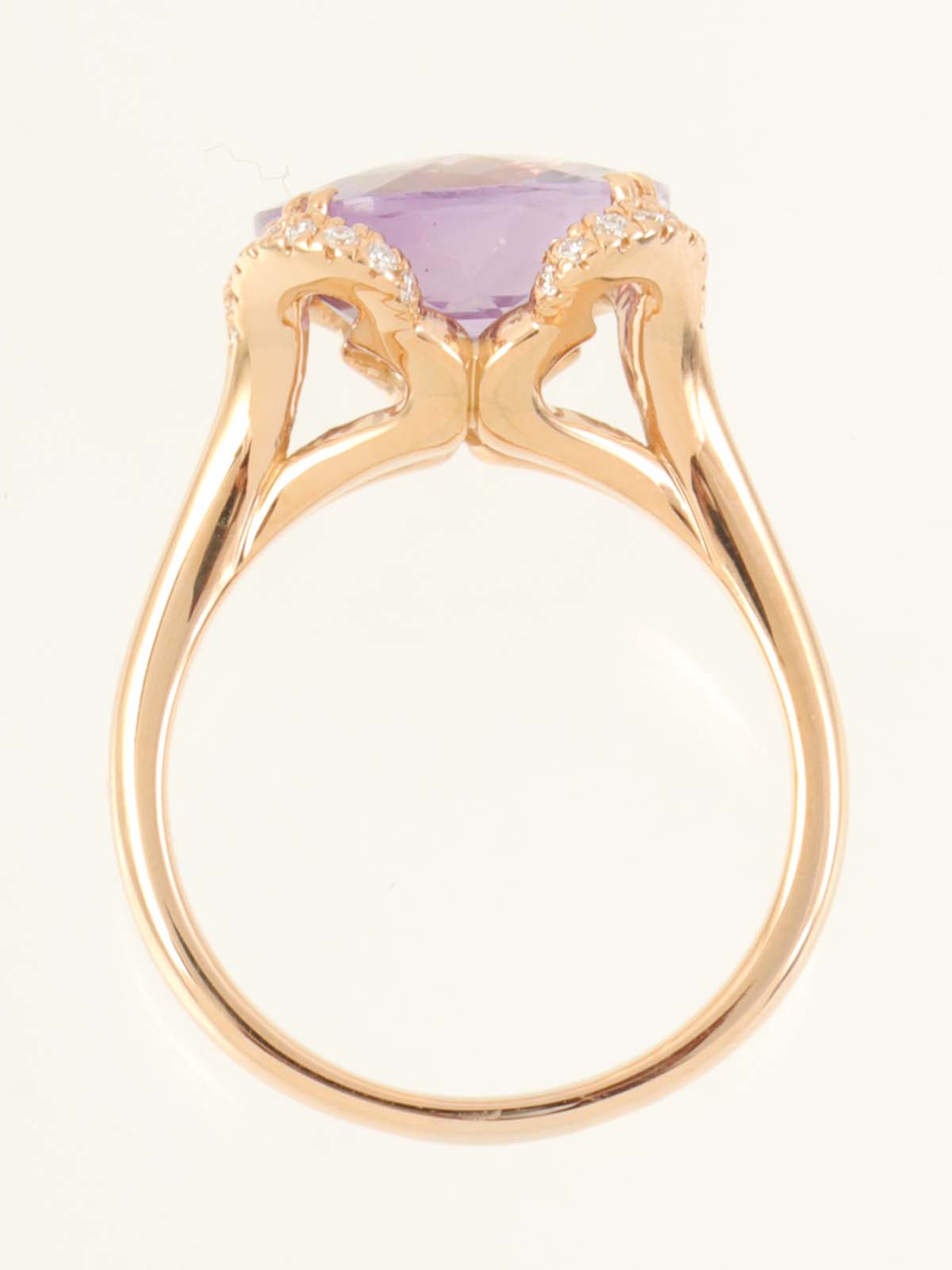 18Kアメジストダイヤモンドスクエアリング ピンクゴールド/パープル