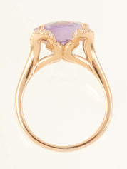 18Kアメジストダイヤモンドスクエアリング ピンクゴールド/パープル