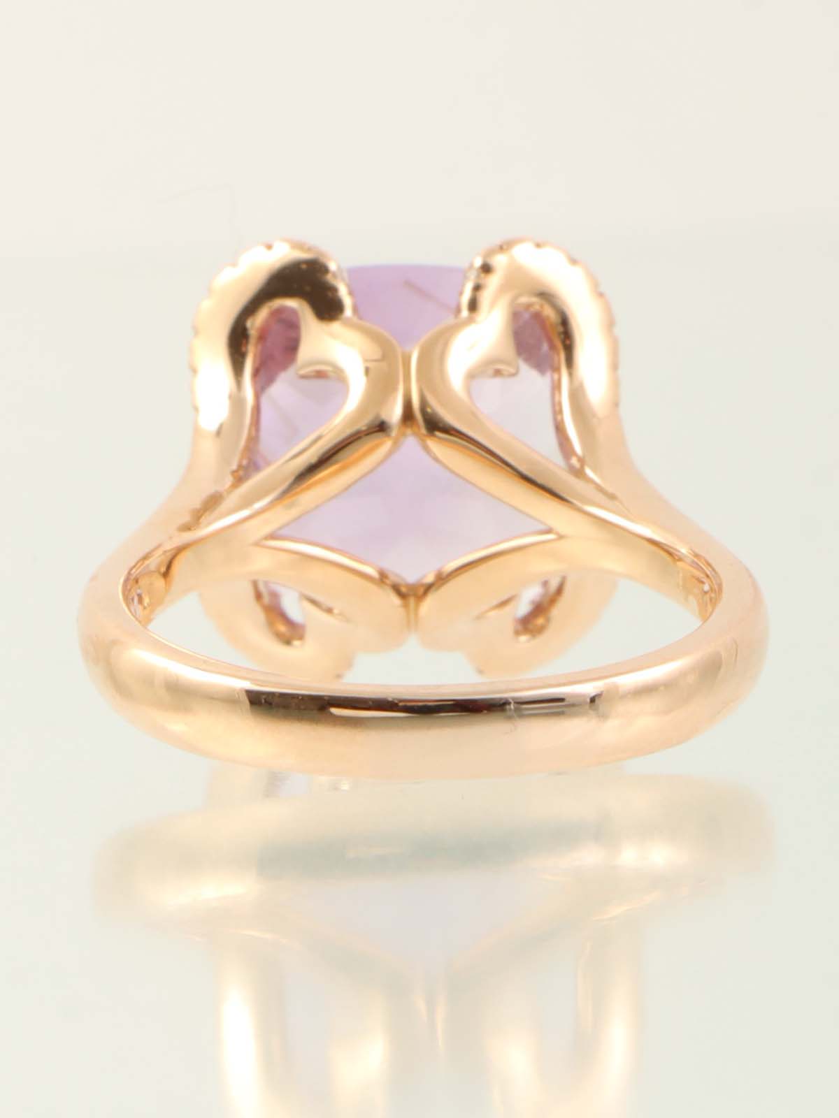 18K玫瑰金/紫水晶和钻石方形戒指