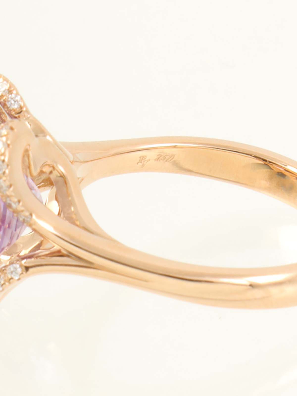 18K玫瑰金/紫水晶和钻石方形戒指