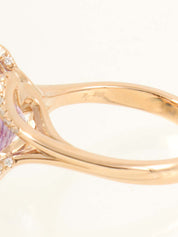 18Kアメジストダイヤモンドスクエアリング ピンクゴールド/パープル