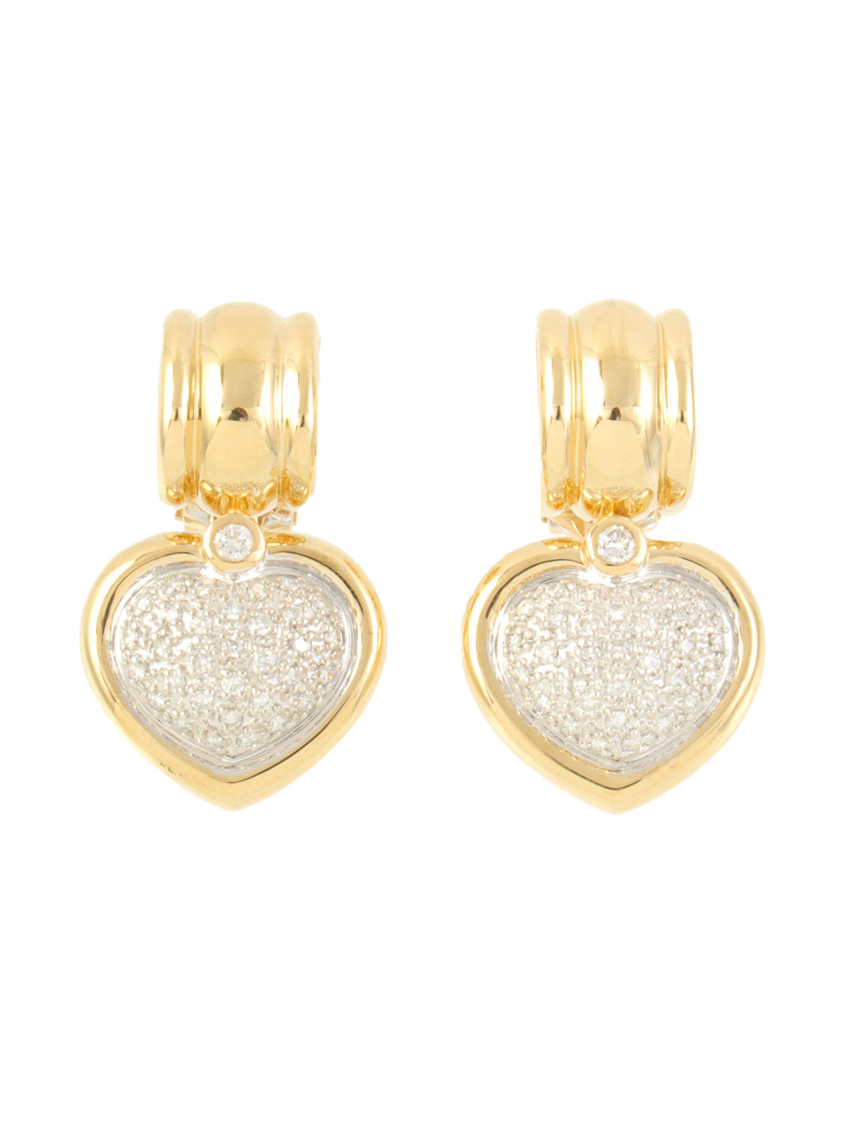 18Kダイヤモンドハートモチーフイヤリング ゴールド/シルバー