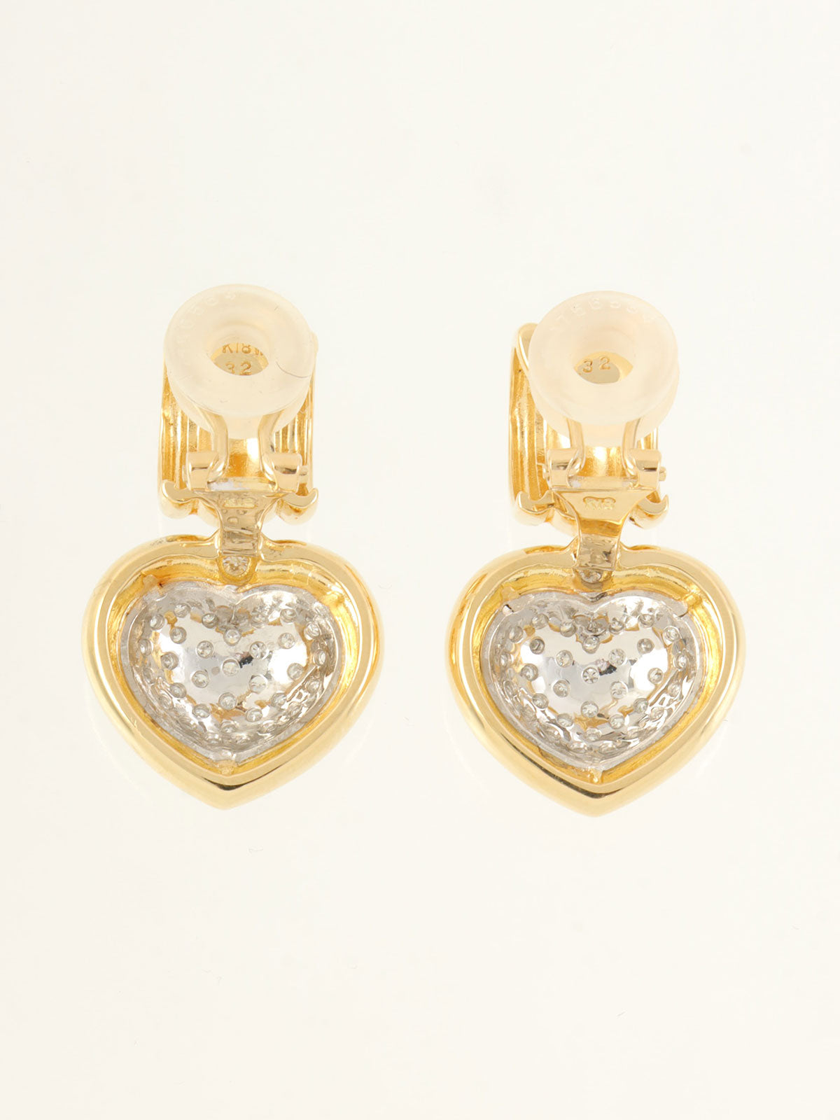 18Kダイヤモンドハートモチーフイヤリング ゴールド/シルバー