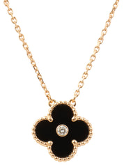 18Kダイヤモンドヴィンテージアルハンブラネックレス ピンクゴールド/ブラック