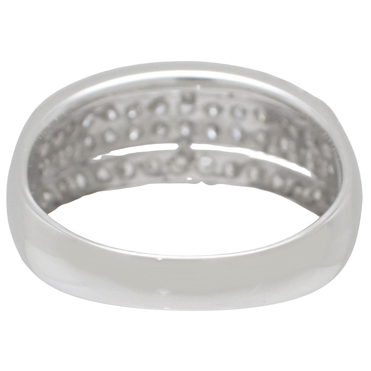 Platinum Mitsukoshi Half Pave Diamond Ring #55 Silver