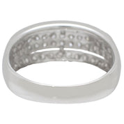 Platinum Mitsukoshi Half Pave Diamond Ring #55 Silver
