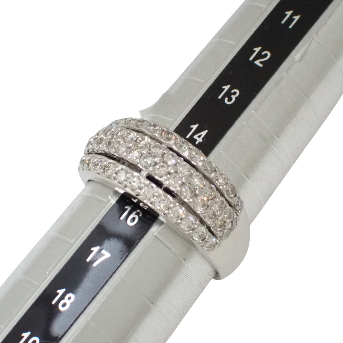 Platinum Mitsukoshi Half Pave Diamond Ring #55 Silver