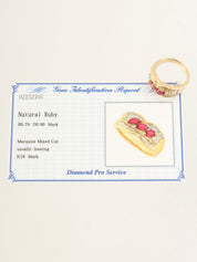 18K Gold/Red Ruby and Diamond Ring