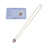 18K Ruby Diamond Double Heart Necklace Gold/Cherry Red