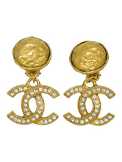 ラインストーンCCマークスウィングイヤリング ゴールド