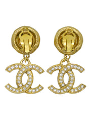 ラインストーンCCマークスウィングイヤリング ゴールド