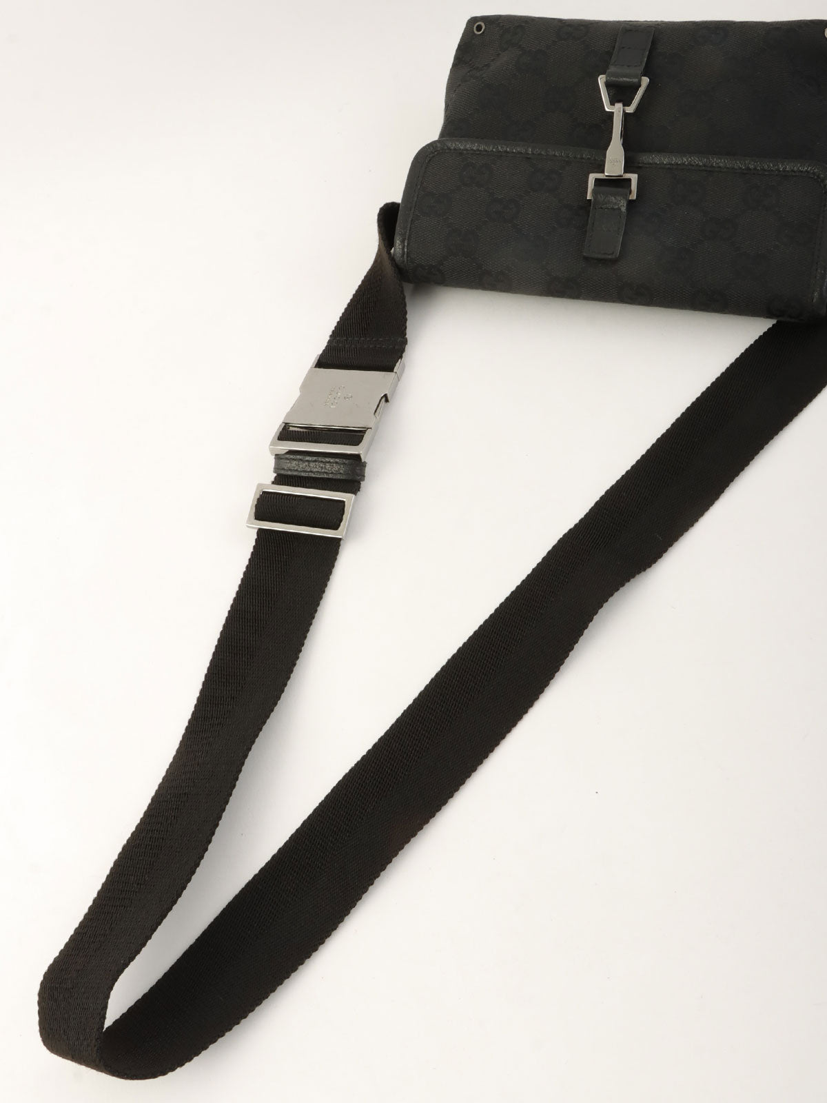 Canvas GG Pattern Body Bag in Black