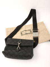 Canvas GG Pattern Body Bag in Black
