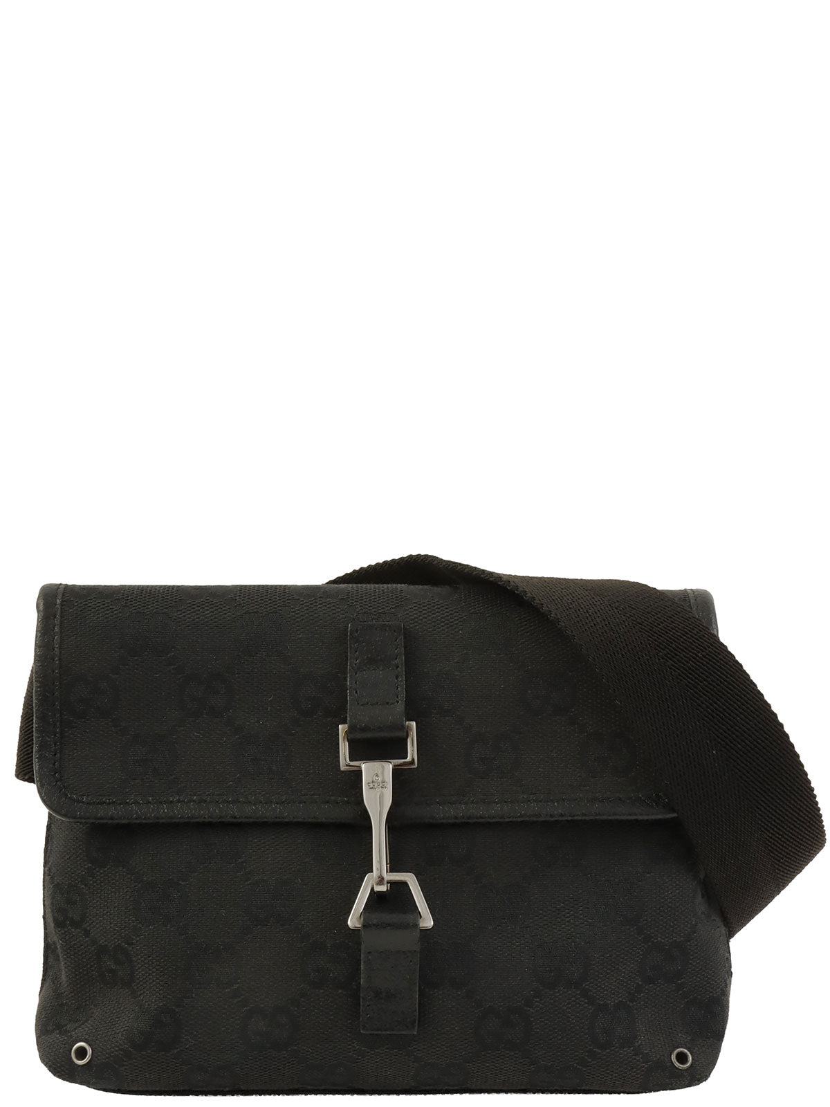 Canvas GG Pattern Body Bag in Black