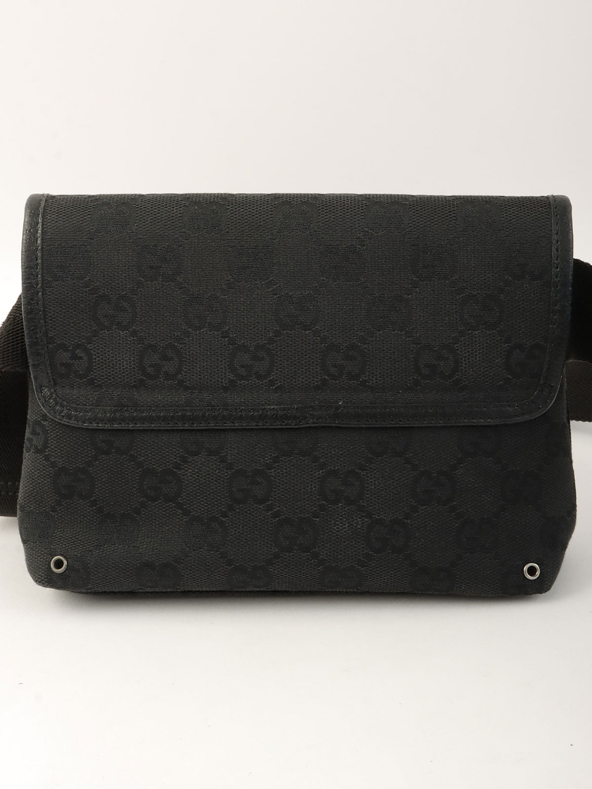 Canvas GG Pattern Body Bag in Black