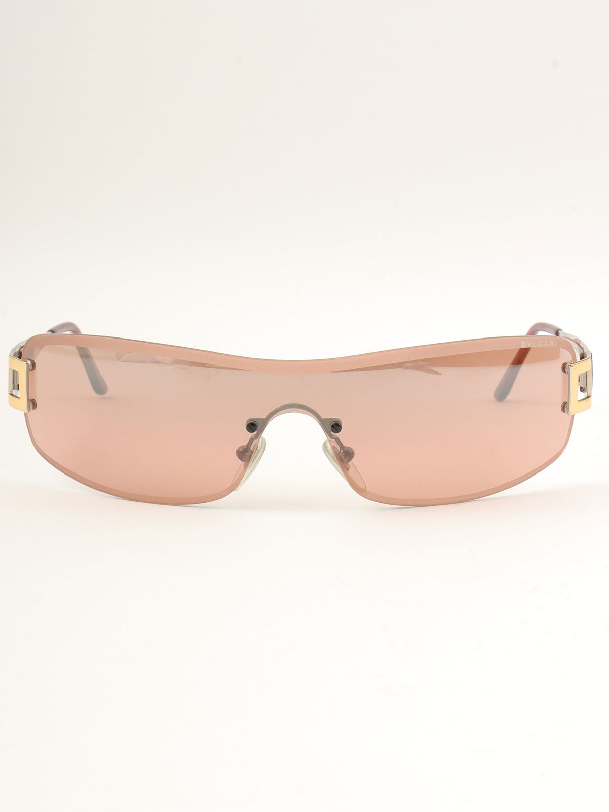 Side Logo Shield Sunglasses Pink Beige