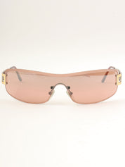Side Logo Shield Sunglasses Pink Beige