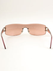 Side Logo Shield Sunglasses Pink Beige