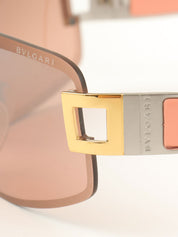 Side Logo Shield Sunglasses Pink Beige