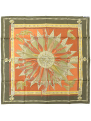 Carré 90 Cuillers Dafrique 图案围巾 卡其色/棕色