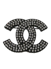 2000年製 ラインストーンCCマークブローチ ブラック