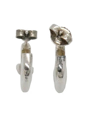 925 银色方形耳环，带标志